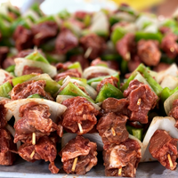 Filet Mignon Kabobs with Luau Sauce & Veggies