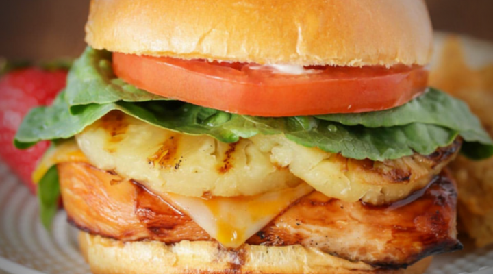 Hawaiian Chicken Burger with Bacon & Pineapple