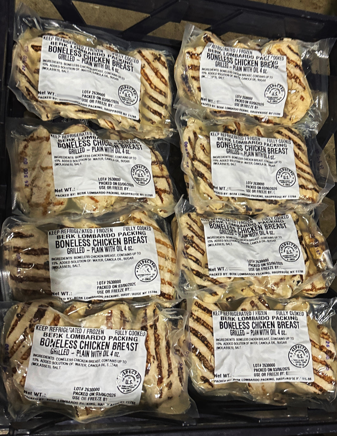 Grilled Boneless Chicken Breasts - PLAIN WITH OIL